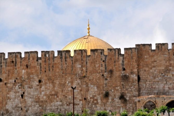 Jerusalem, Complicated and Intense Jerusalem, Complicated and Intense, Wailing Wall and Dome of the Rock symbolizes the Israeli and Palestinian conflict