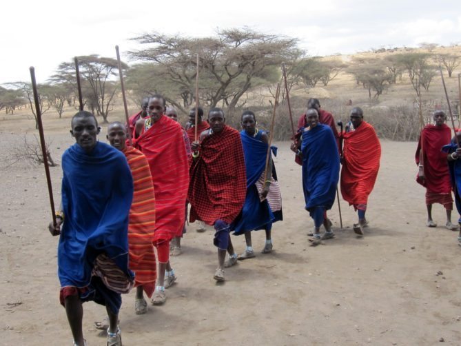 Maasai Clan men dancing