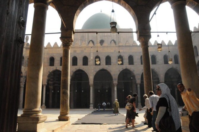 inside the citedel and Mosque couryard -Rana's mom is in the photo with the White veil