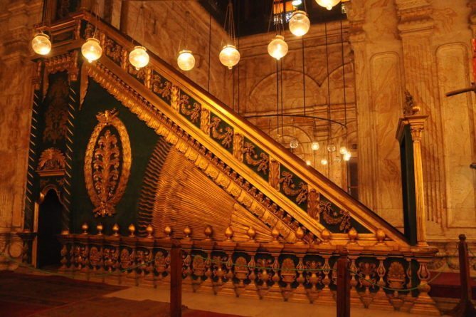 unique lighting inside the mosque