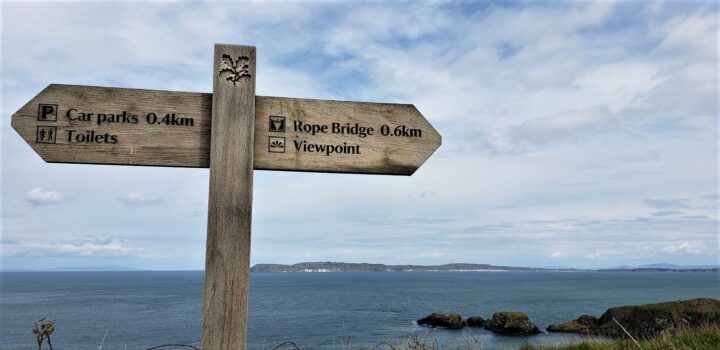 See rope bridge when in belfast Northern Ireland- sign to the bridge