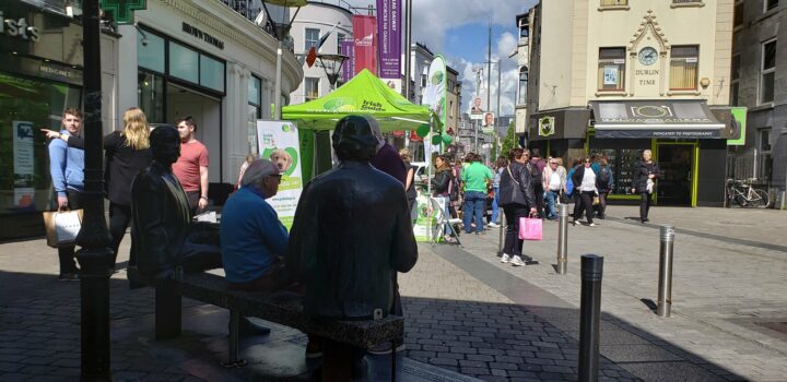 the town of Galway Ireland, with tourist near The River Corrib (Irish: Abhainn na Gaillimhe)