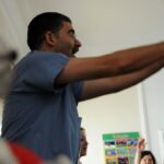 Teaching Syrian children yoga