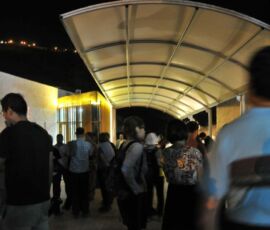 entrance at night